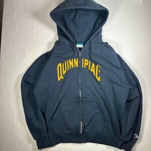 Navy and yellow champion Quinnipiac University Collegiate Hoodie, M